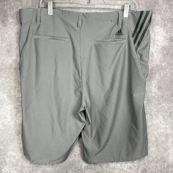 Adidas Shorts Mens 38 Gray 3 Stripe Elastic Waistband Coach Golf Outdoors Sports - Picture 2 of 8